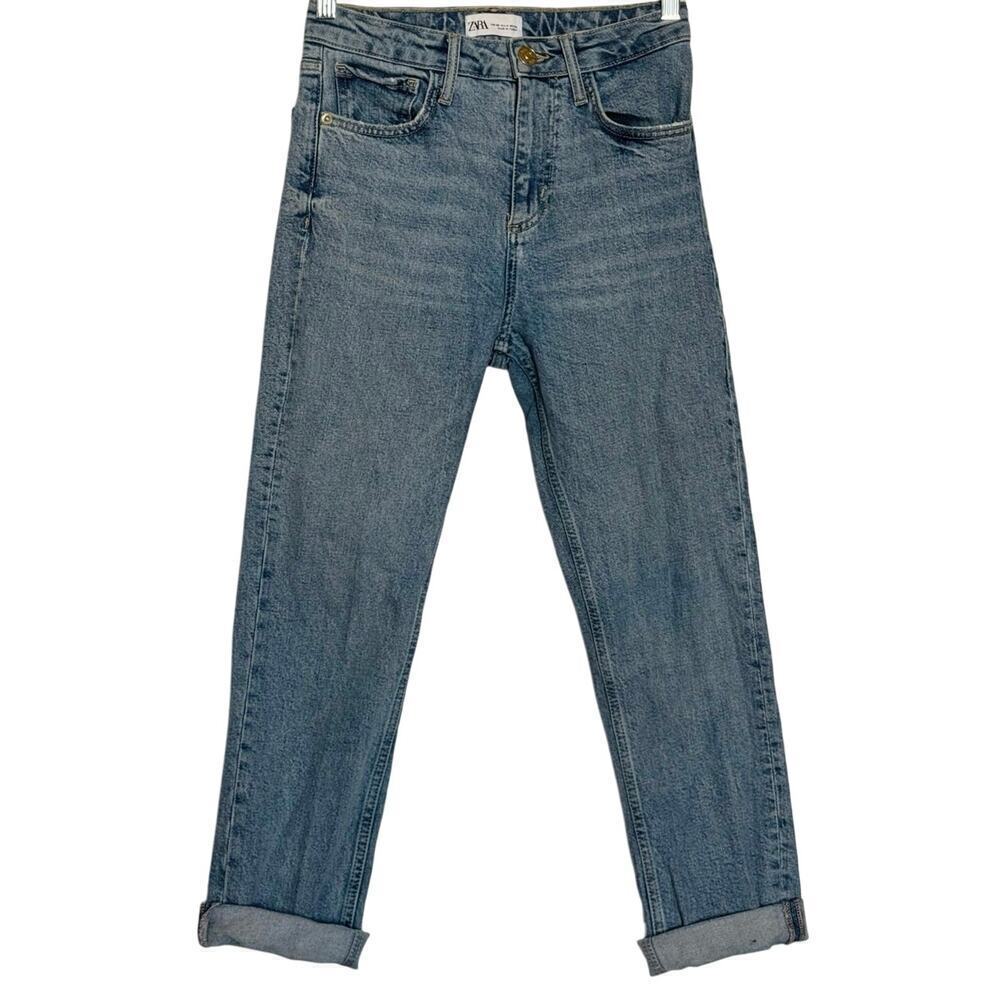 Zara Women’s Distressed Hem/ Cuffed Denim Jeans Size 4